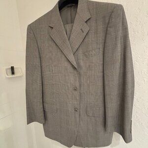 Canali Gray Plaid Wool Suit Set – Blazer & Pants – Made in Italy